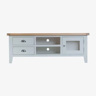 Knees Terranostra 150cm Oak 1 Door TV Unit - Millstone Grey