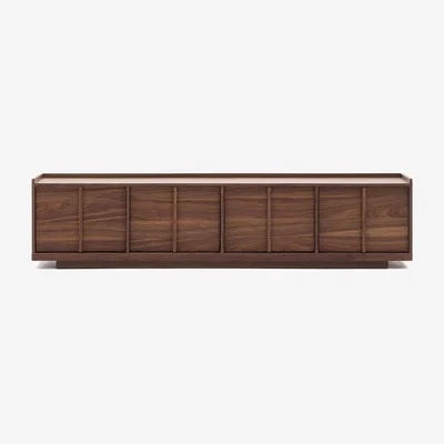 Kave Home Onix TV stand with a walnut veneer in a dark finish, 200 x 45 cm