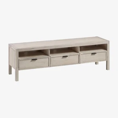 Kave Home Alen solid acacia wood TV stand with 3 drawers, 165 x 50 cm