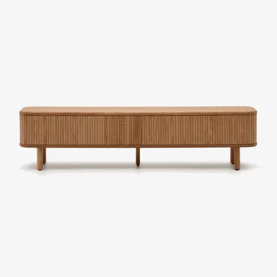 Kave Home Mailen 2 door TV stand in ash veneer with a natural finish 200 x 50 cm