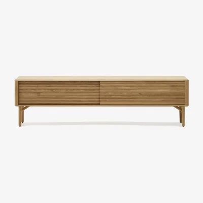 Kave Home Lenon 2 door solid wood and oak veneer TV stand, 200 x 57 cm, FSC MIX Credit