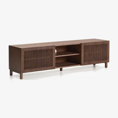 Kave Home Beyla TV stand in ash veneer and solid ash wood with walnut finish 180 x 49.5cm FSC 100%