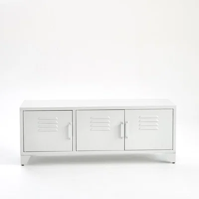 La Redoute Hiba Matte White Industrial Style TV Unit with 3 Doors