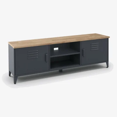 La Redoute Hiba TV Unit in Steel and Solid Oak