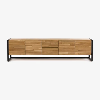 La Redoute Hiba 200cm Solid Oak & Metal HiFi TV Cabinet