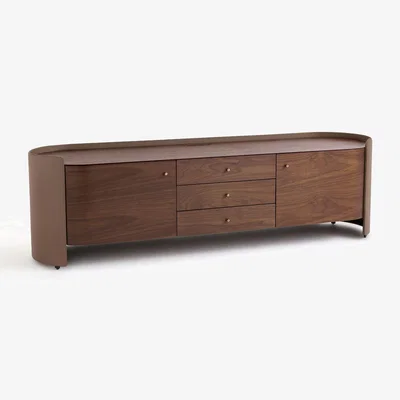 La Redoute Firmo Walnut and Leather TV Cabinet