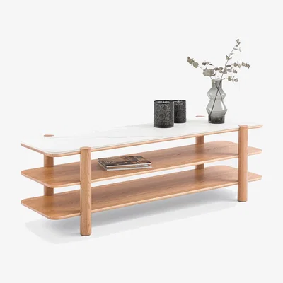 La Redoute Ambre Oak Veneer & Reconstituted Marble TV Unit