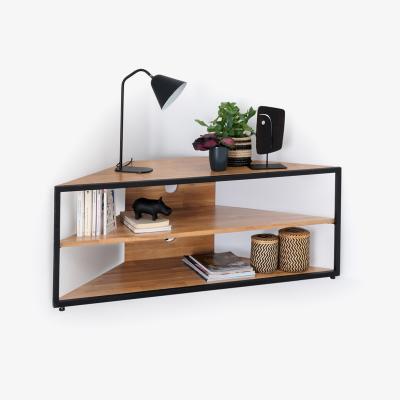 La Redoute Hiba Corner TV Cabinet in Solid Oak and Steel