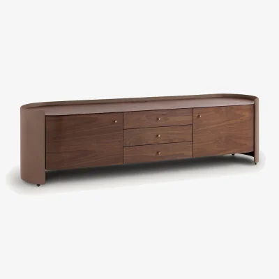 La Redoute Firmo Hi-Fi TV Stand in Walnut and Leather Veneer