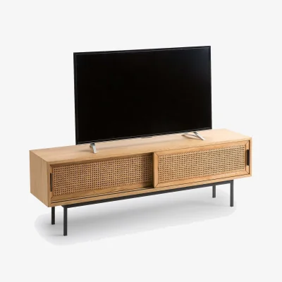 La Redoute Waska TV Cabinet in Oak, Veneer and Cane 160cm