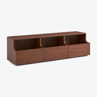 La Redoute Max Walnut Veneer 3-Drawer TV Stand, Width 150cm