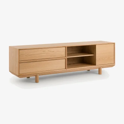 La Redoute Gloria TV Stand in Oak and Veneer, Designed By Emmanuel Gallina