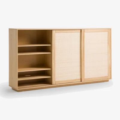 La Redoute Palano TV Unit in Oak and Veneer with Cane Doors