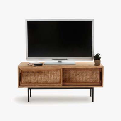 La Redoute Waska Oak and Rattan TV Unit, with 2 Doors
