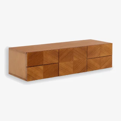 La Redoute Jerem Wall Hung Veneered TV Unit with Textured Front, Width 150cm