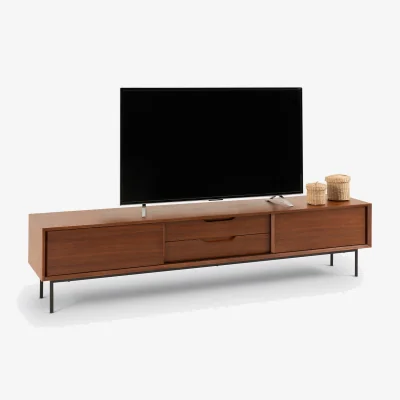 La Redoute Noyeto TV Unit with 2 Doors and 2 Drawers in Walnut Veneer