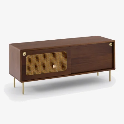 La Redoute Redpop Walnut and Cane TV Stand, Length 125cm