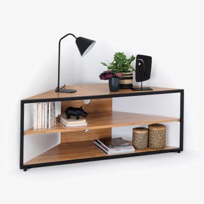 La Redoute Hiba Corner TV Cabinet in Solid Oak and Steel