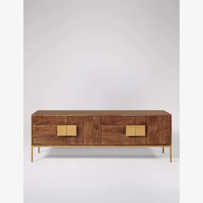 Marks & Spencer Swoon Banner Mango Wood 4 Door TV Unit Brown