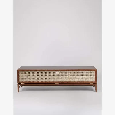 Marks & Spencer Swoon Raphia Rattan 1 Door Media Unit Brown