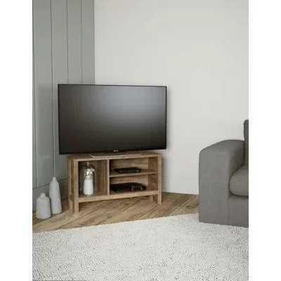 Marks & Spencer M&S Salcombe Corner TV Unit - Light Grey, Light Grey,Natural
