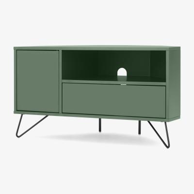 Made.com Elona Corner Media Unit, Fern Green & Black