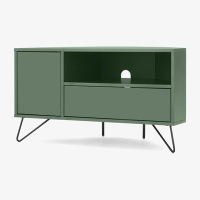 Made.com Elona Corner Media Unit, Fern Green & Black