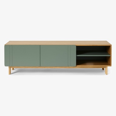 Made.com Asuna Wide TV Unit, Oak & Fern Green