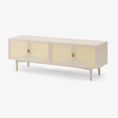 Made.com Emmi Wide Media Unit, Warm Ecru & Rattan