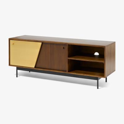 Made.com Mischa Wide TV Stand, Acacia Wood & Brass