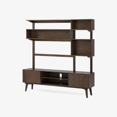 Made.com Wingrove Wide Media Shelving Unit, Dark French Oak