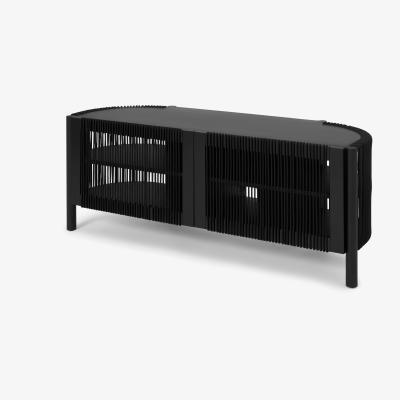Made.com Tamana Wide Media Unit, Black Acacia Wood & Cord