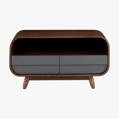 Made.com Esme Compact TV Stand, Dark Stain Ash and Grey