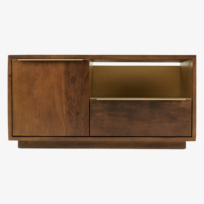 Made.com Anderson Compact TV Stand, Mango Wood & Brass