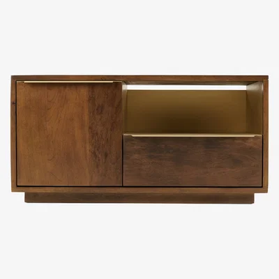 Made.com Anderson Compact TV Stand, Mango Wood & Brass