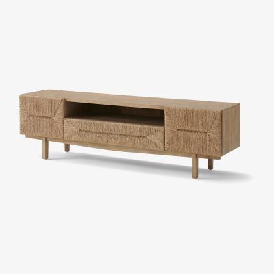 Made.com Livorno Wide Media Unit, Woven Seagrass & Washed Pine