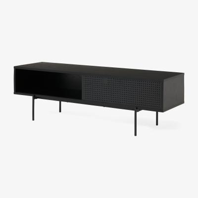 Made.com Angus Media Unit, Black Ash Effect & Perforated Metal