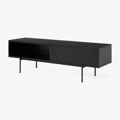 Made.com Angus Media Unit, Black Ash Effect & Perforated Metal