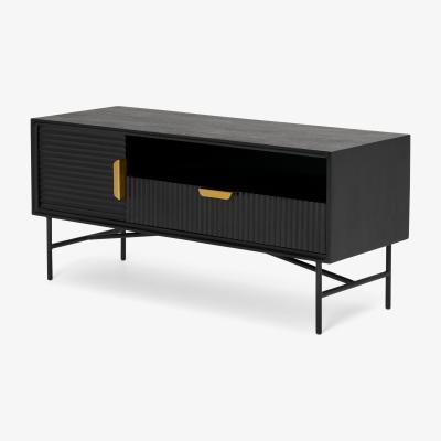 Made.com Haines Compact Media Unit, Charcoal Black Mango Wood