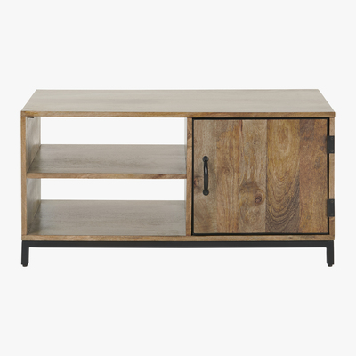 Made.com Lomond Compact TV Stand, Mango Wood and Black