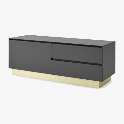 Made.com Elsdon Compact Media Unit, Charcoal Grey & Brass