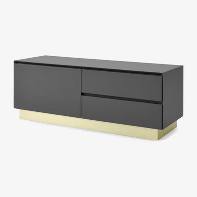 Made.com Elsdon Compact Media Unit, Charcoal Grey & Brass