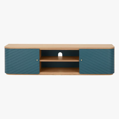Made.com Novak Wide TV Stand, Ash and Teal