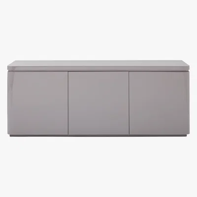 Made.com Mekkin Wide 3 Door 3 Drawer Sideboard, Grey Gloss and Matt Plum