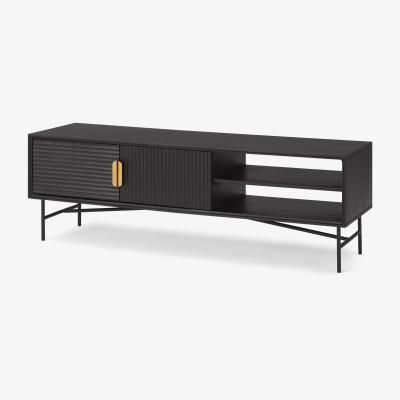 Made.com Haines Wide Media Unit, Charcoal Black Mango Wood