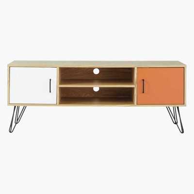 Maisons du Monde White and Orange Vintage 2-Door TV Unit Twist