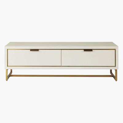Maisons du Monde Off-White and Brass Metal 2-Door TV Unit Waldorf