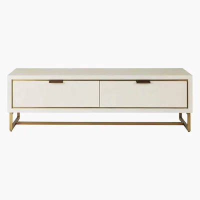 Maisons du Monde Off-White and Brass Metal 2-Door TV Unit Waldorf