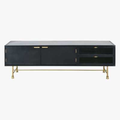 Maisons du Monde Anthracite Grey Metal 2-Door 2-Drawer TV Unit Rockefeller