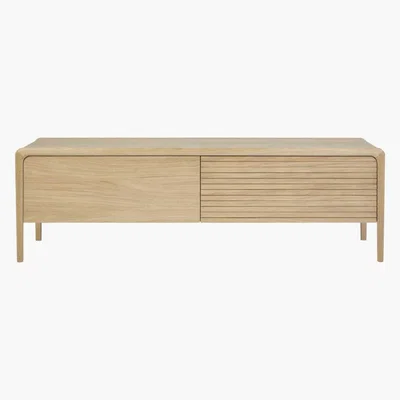 Maisons du Monde Solid Oak 2-Door TV Unit Canopy